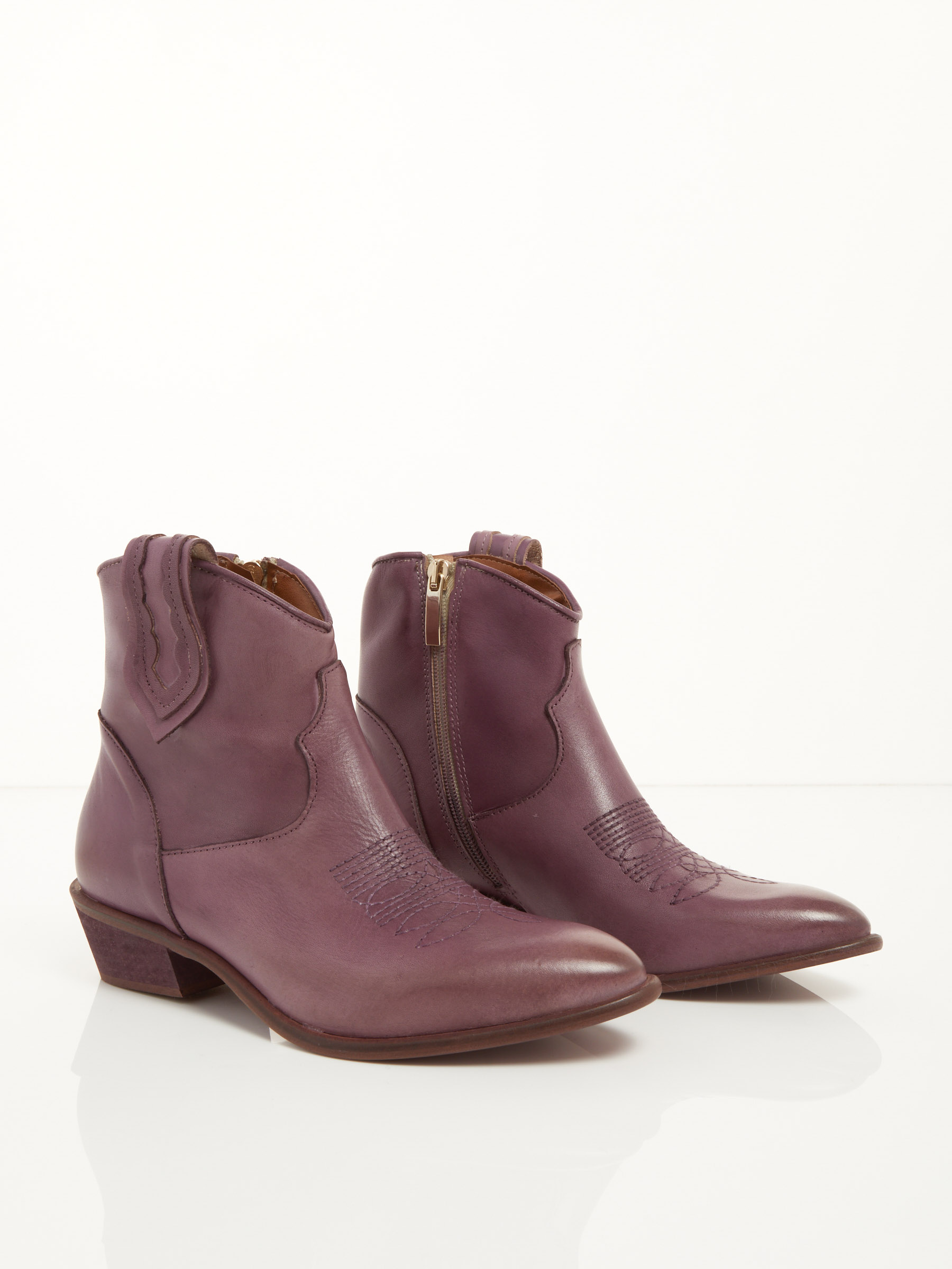 Vendita Leather Cowboy Ankle Boots F0545554-0499 Sito Ufficiale
